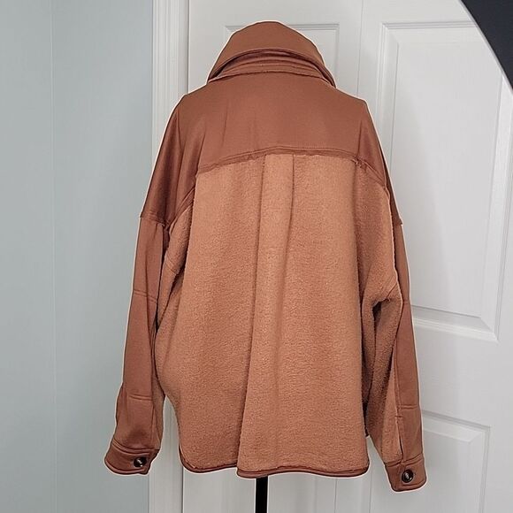 Blue Blush Brown Fleece Oversized Jacket Size Medium - Picture 5 of 9